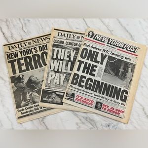 3 original newspapers from the first World Trade Center bombing in March 1993
